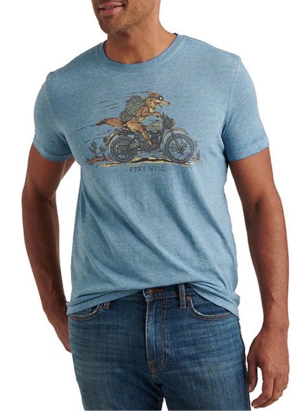 Lucky Brand Blue Graphic 'Stay Wild' Short-Sleeve Tee. Size M
